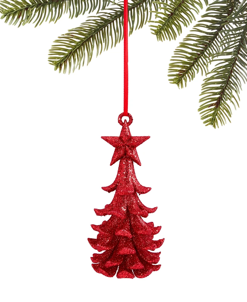 Holiday Lane Christmas Glitters Red Glitter Tree Ornament, Exclusively at Macy's