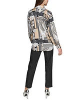 Karl Lagerfeld Paris Petite Geometric-Print Blouse