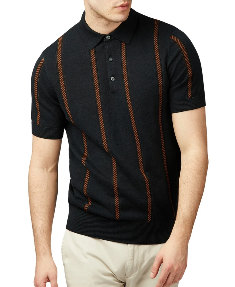 Ben Sherman Men's Regular-Fit Stripe Jacquard Polo Shirt