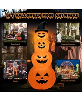 Costway 8FT Halloween Inflatable Stacked Pumpkins Blow-up Holiday Decoration w/ Led Lights