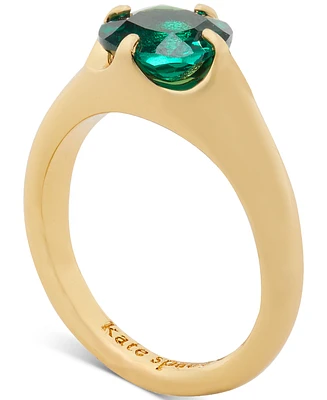 Kate Spade New York Gold-Tone Color Cubic Zirconia Solitaire Ring