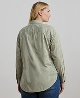 Lauren Ralph Plus Relaxed-Fit Striped Broadcloth Shirt