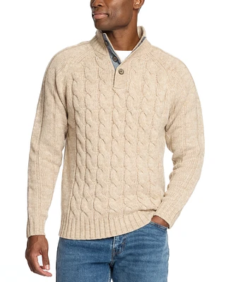 Weatherproof Vintage Men's Cable Knit Quarter Button Long Sleeve Sweater