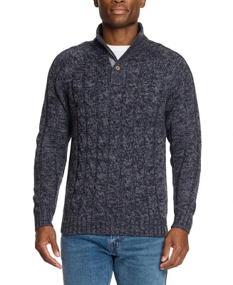 Weatherproof Vintage Men's Cable Knit Quarter Button Long Sleeve Sweater