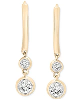 Wrapped Diamond Double Bezel Dangle Hoop Earrings (1/4 ct. t.w.) in 14k Gold, Created for Macy's