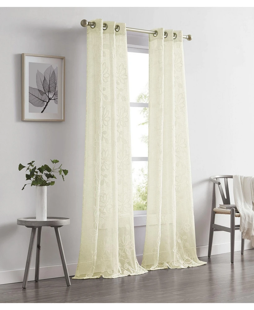 Dainty Home Rita Linen Look 76" W x 96" L Grommet Window Panel Set