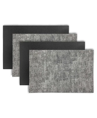 Dainty Home Amalfi Faux Leather Look Outdoor Dining Set Textured 2 Colored Reversible 12" x 18" Rectangular Placemats of 4