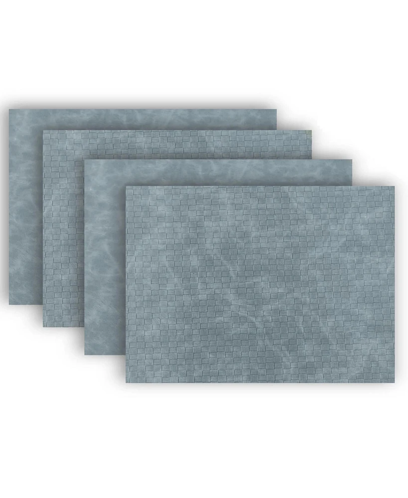 Dainty Home Sorento Faux Leather Look Outdoor Dining Set Textured 2 Pattern Reversible 12" x 18" Rectangular Placemats of 4