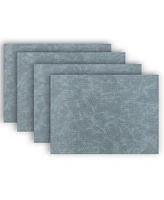 Dainty Home Sorento Faux Leather Look Outdoor Dining Set Textured 2 Pattern Reversible 12" x 18" Rectangular Placemats of 4