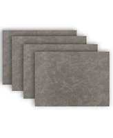 Dainty Home Sorento Faux Leather Look Outdoor Dining Set Textured 2 Pattern Reversible 12" x 18" Rectangular Placemats of 4