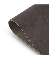 Dainty Home Florence Grey and Brown Reversible Leather Wipe Clean Placemat 12" x 18" Rectangular Placemats Set of 4