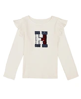 Tommy Hilfiger Toddler Girls Sequin Long Sleeve Ruffle Tee