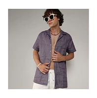Men's Plum Purple Embroidered Heathered Shirt