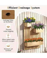 Costway Wall Mounted Garden Planter with 3 Planter Boxes Drainage Holes Non-woven Liners