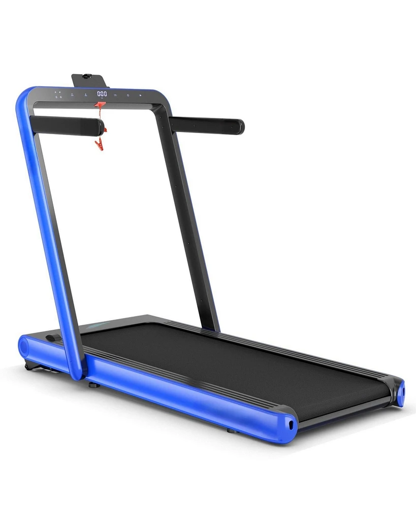 Skonyon 4.75HP 2 In 1 Folding Treadmill with Remote App Control-Navy