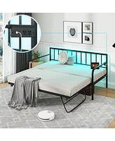 Sugift Twin Daybed with Charging Station and Led Lights
