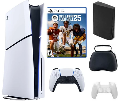 Sony PS5 - Playstation 5 Slim Disc Bundle With Accessories, and College Football 25 Game