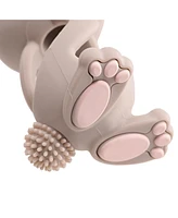 Brush-Baby Bobbie Bunny Baby Teether Toy Cappuccino Grey | Twist & Bounce Teething Toy