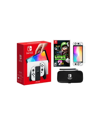 Nintendo Switch Oled White Bundle With Accessories and Luigi's Mansion 2 Hd Game