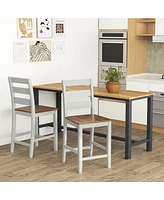 Sugift Set of 2 Counter Bar Stool with Inclined Backrest and Footrest