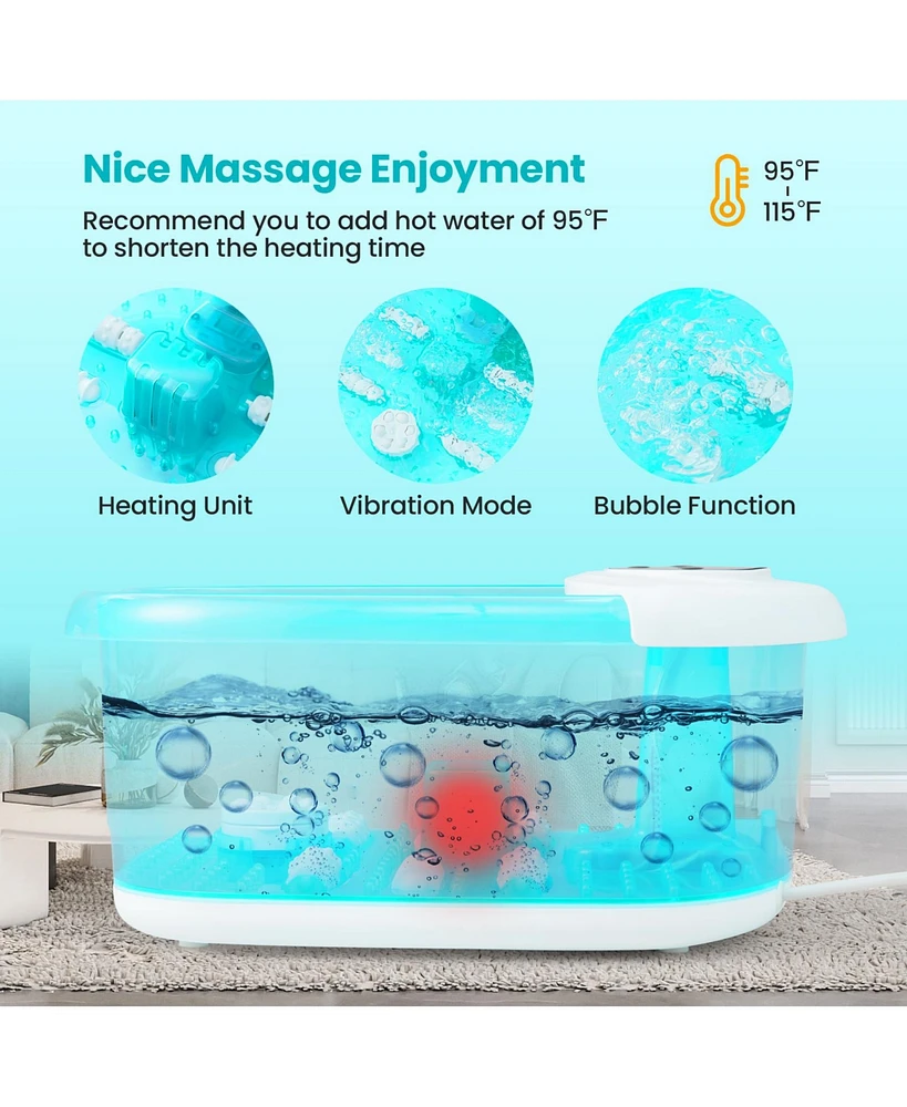 Vebreda Foot Spa Massager Tub with Removable Pedicure Stone and Massage Beads-Turquoise