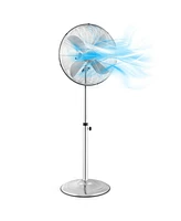 Vebreda 16 Inch Pedestal Standing Fan Oscillating Pedestal Fan with 3 Speeds and Adjustable Height-Silver