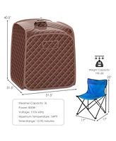 Vebreda Portable Personal Steam Sauna Spa with Steamer Chair-Coffee