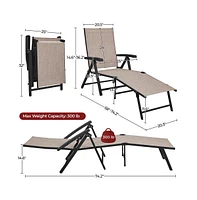 Yaheetech 2pcs Texteline Outdoor Chaise Lounge Portable Patio Lounge