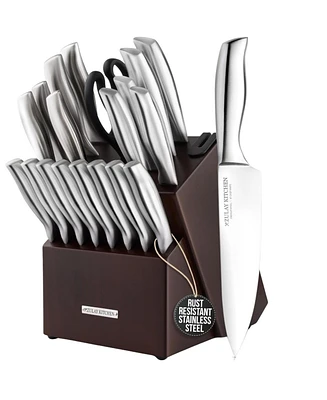 20-Piece Stainless Steel Kitchen Knife Set with Built-in Sharpener
