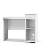 Costway Computer Desk with Drawer Modern Laptop Pc Desk with Adjustable Shelf & Cable Hole