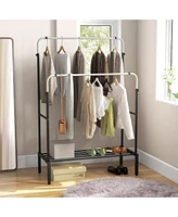 Sugift Double Rod Clothes Garment Rack with Adjustable Heights