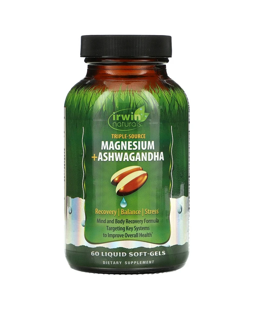 Irwin Naturals Triple Source Magnesium + Ashwagandha - 60 Liquid Soft