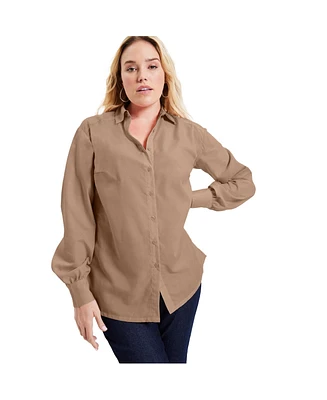 June + Vie Women's Plus Poplin La Tunic