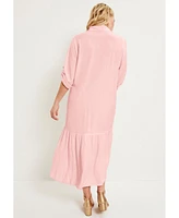 June + Vie Plus Ruffled Shirt Dress