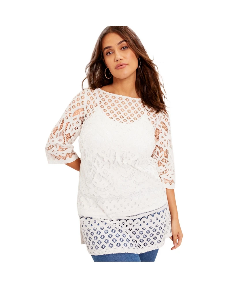 June + Vie Women's Lace Tee