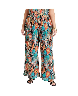 June + Vie Women's Wide-Leg Georgette Pants