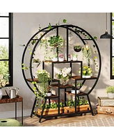 Tribesigns 65" Large Bookshelf Bookcase, Industrial Round Etagere Bookshelves with 7