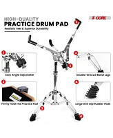 5 Core Drum Practice Pad Set 12" Adjustable Snare Drumming Stand Double Sided Silent Drummer Kit