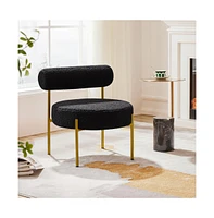 Yaheetech Boucle Accent Chair Side with Gold Metal Legs