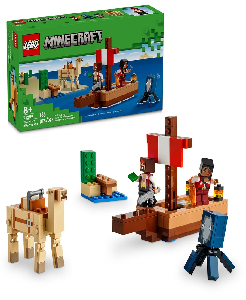 Lego Minecraft The Pirate Ship Voyage Boat Toy Playset 21259, 166 Pieces