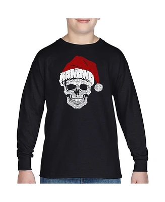 La Pop Art Boys Santa Skull Word Long Sleeve T-Shirt