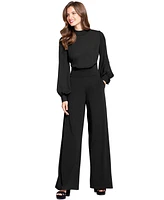 Hotsquash London Women's Blouson Sleeve Wide Leg Jumpsuit