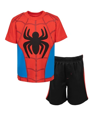 Marvel Boys Spidey and His Amazing Friends Miles Morales T-Shirt Mesh Shorts Outfit Set to