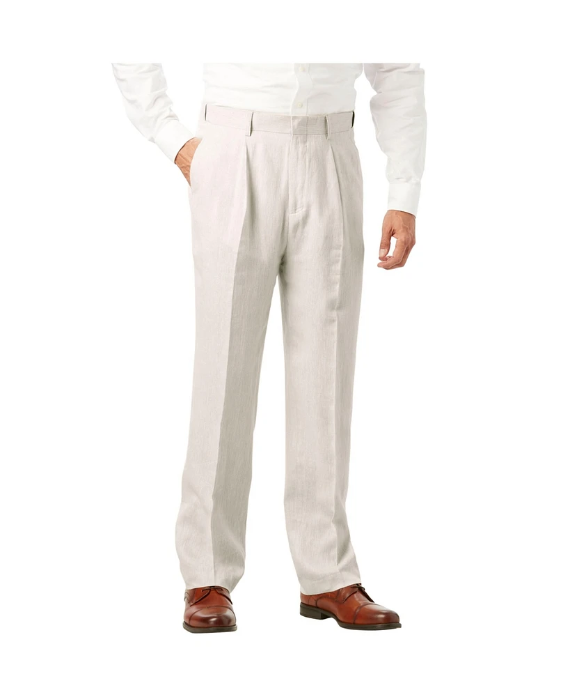 KingSize Big & Tall Linen Blend Plain Front Dress Pants