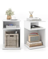 Inolait S-Shaped Side Table with Unique S-shaped Frame and 2 Open Compartments