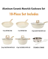 16-Piece Kitchen Hard-Anodized Aluminum Nonstick Cookware Set with Silicone Kitchen Utensils