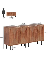 Tribesigns Sideboard Storage Cabinet, Wooden Buffet Floor Cabinet with Doors, Accent for Living Room