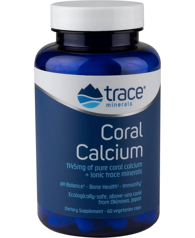 Trace Minerals Coral Calcium with ConcenTrace | Bone Health, Immune Support | Ecologically Safe, Certified Vegetarian, Gluten Fee | 60 Vegetarian Caps