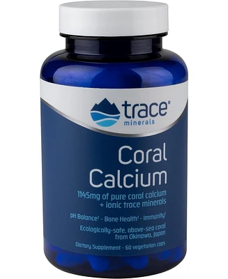 Trace Minerals Coral Calcium with ConcenTrace | Bone Health, Immune Support | Ecologically Safe, Certified Vegetarian, Gluten Fee | 60 Vegetarian Caps