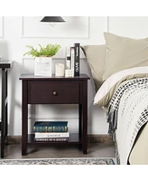 Sugift Nightstand with Drawer and Storage Shelf for Bedroom